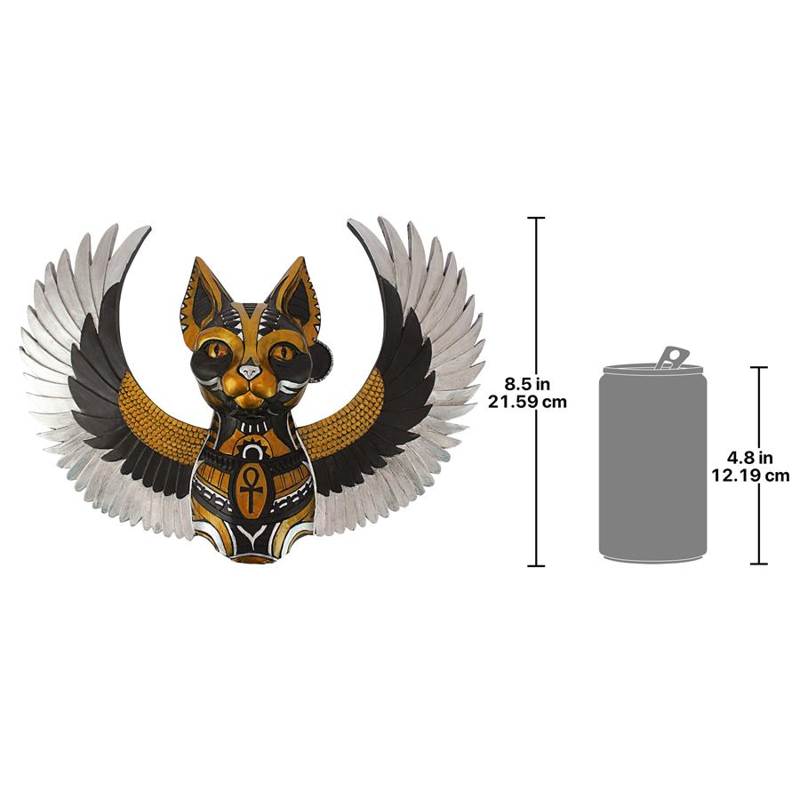 Goddess Bastet, Winged Protector of the People Cat Wall Sculpture