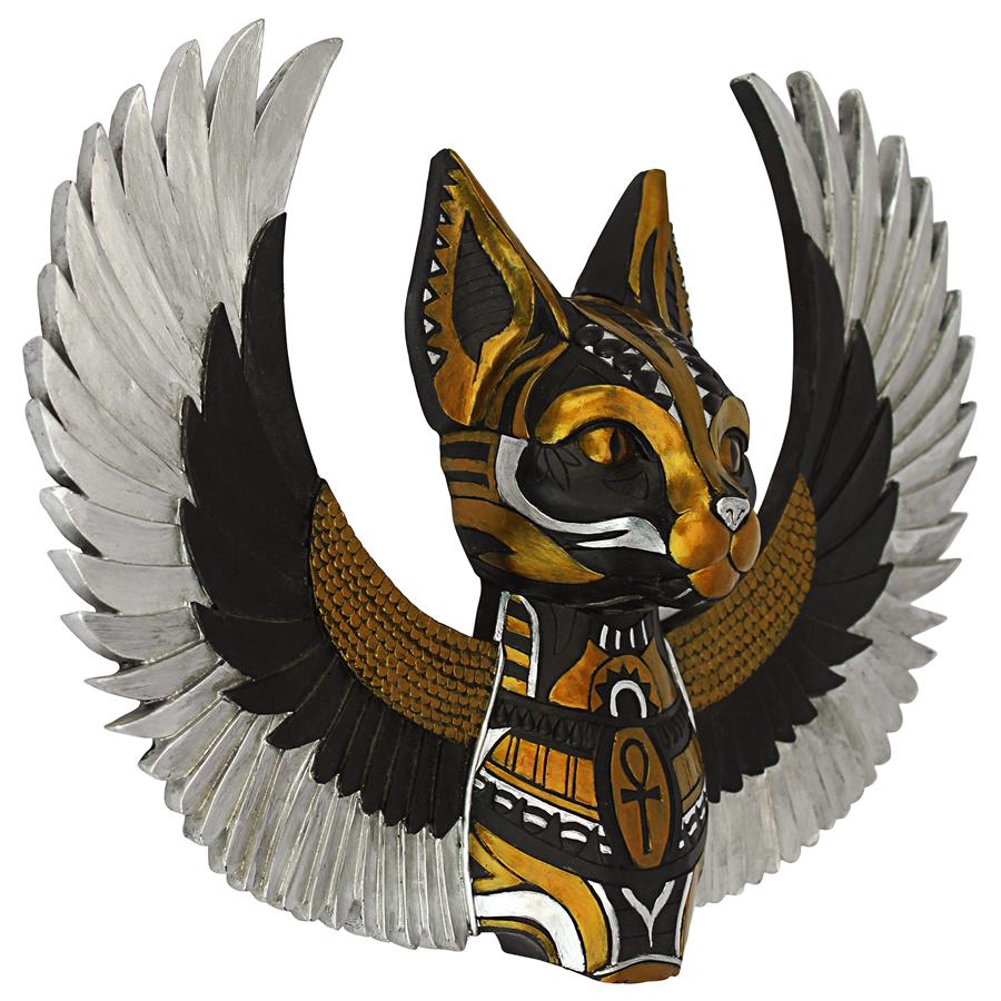 Goddess Bastet, Winged Protector of the People Cat Wall Sculpture