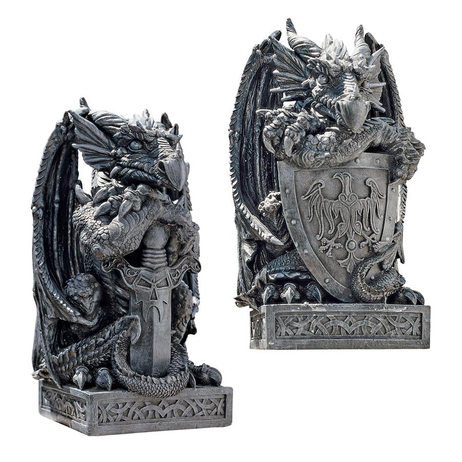 The Arthurian Dragon Statues: Set of Sword & Shield