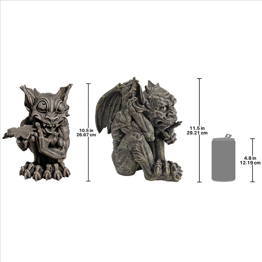 Babble and Whisper the Gothic Gargoyle Statues: Set of Two