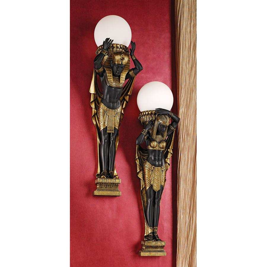 Egyptian Royalty Illuminated Wall Sculptures: Set of Two