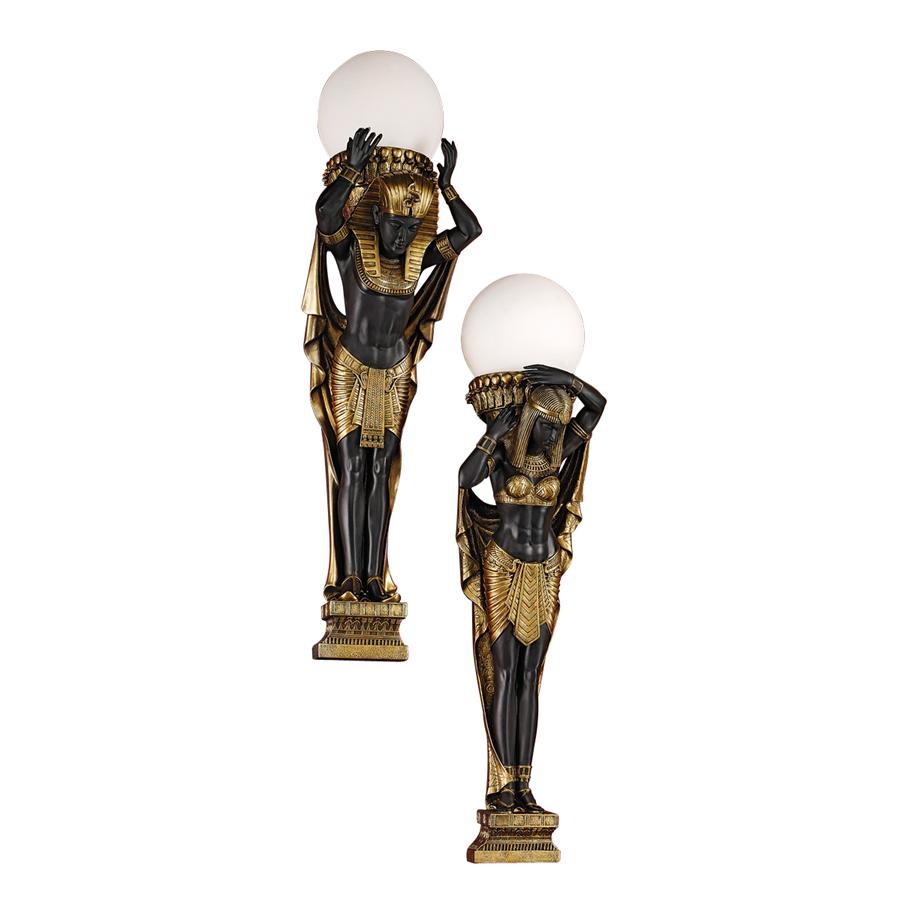 Egyptian Royalty Illuminated Wall Sculptures: Set of Two