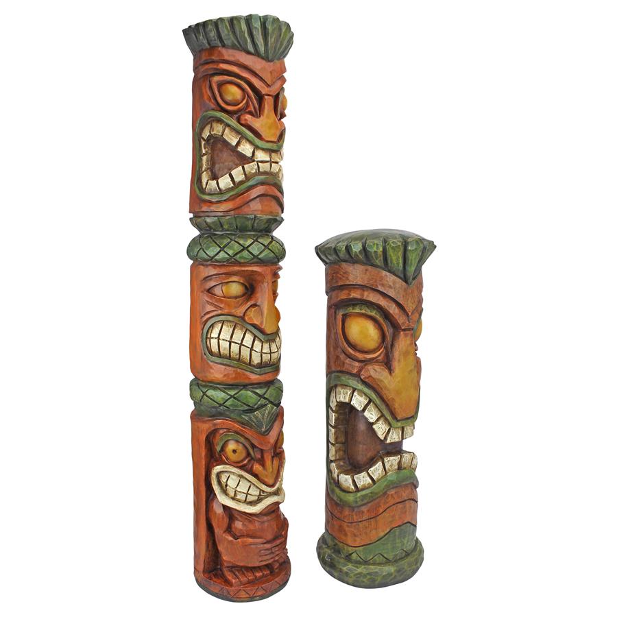 Aloha Hawaii Tiki Sculpture: Set of two