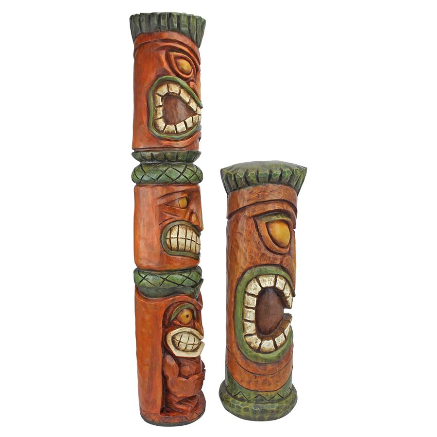 Aloha Hawaii Tiki Sculpture: Set of two