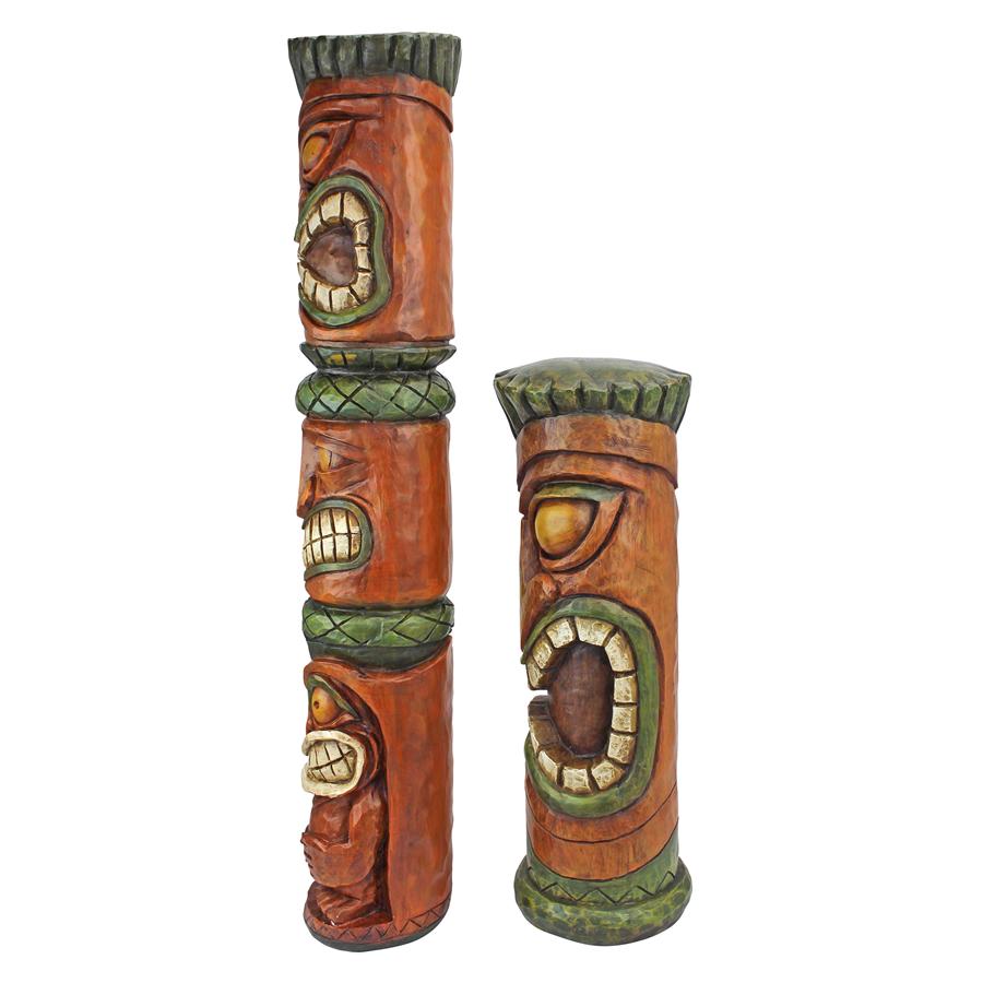 Aloha Hawaii Tiki Sculpture: Set of two