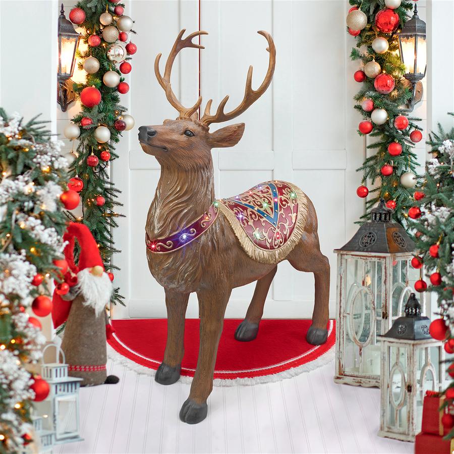 Santa's North Pole Illuminated Reindeer Holiday Statue