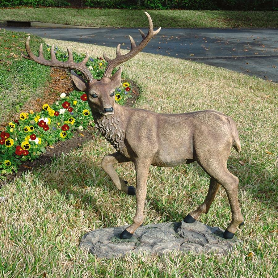 Grand-Scale Black Forest Garden Deer Sculpture