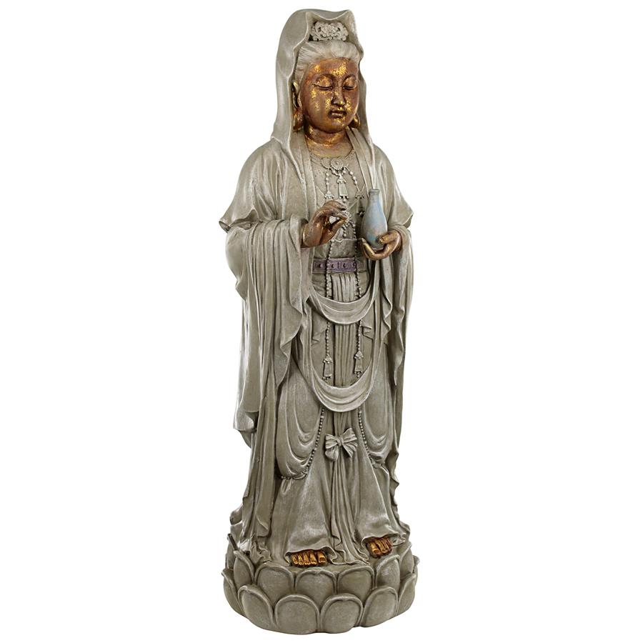 Goddess Guan Yin Standing on a Lotus Statue