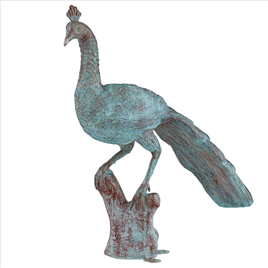 Pleasant Peacock Cast Bronze Garden Statue