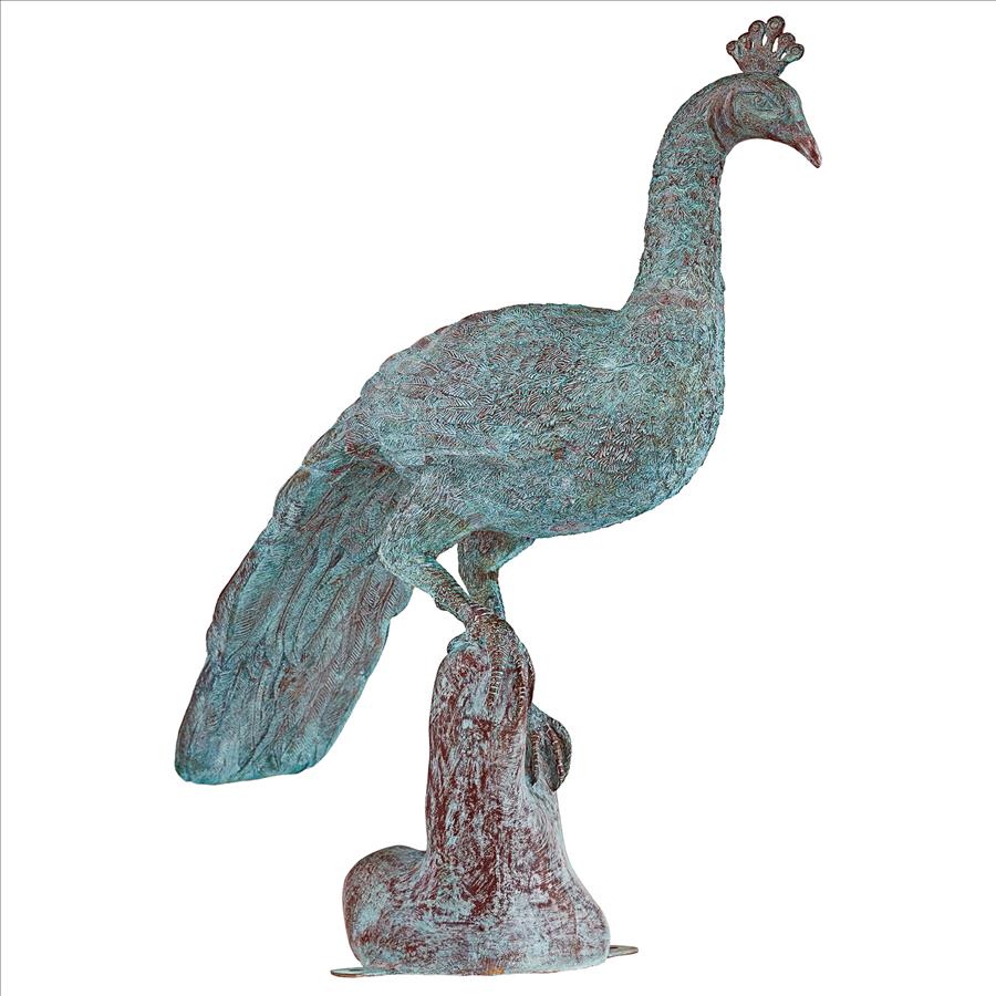 Pleasant Peacock Cast Bronze Garden Statue