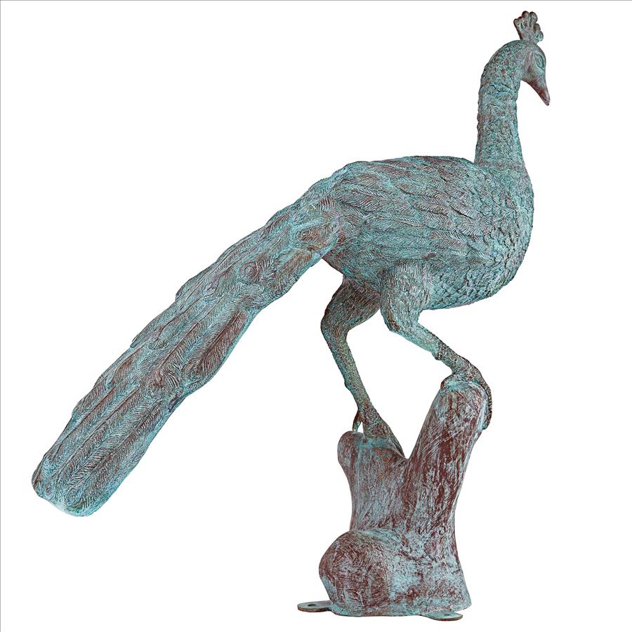 Pleasant Peacock Cast Bronze Garden Statue