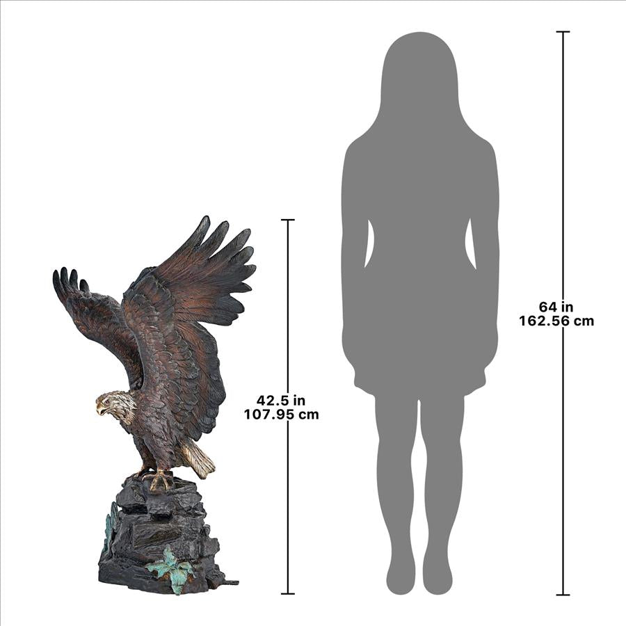 Strength and Patriotism Bald Eagle Cast Bronze Garden Statue