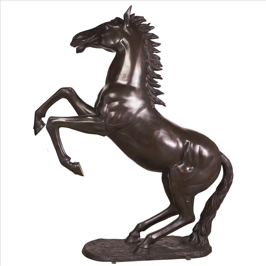 Unbridled Spirit, Rearing Horse Cast Bronze Garden Statue