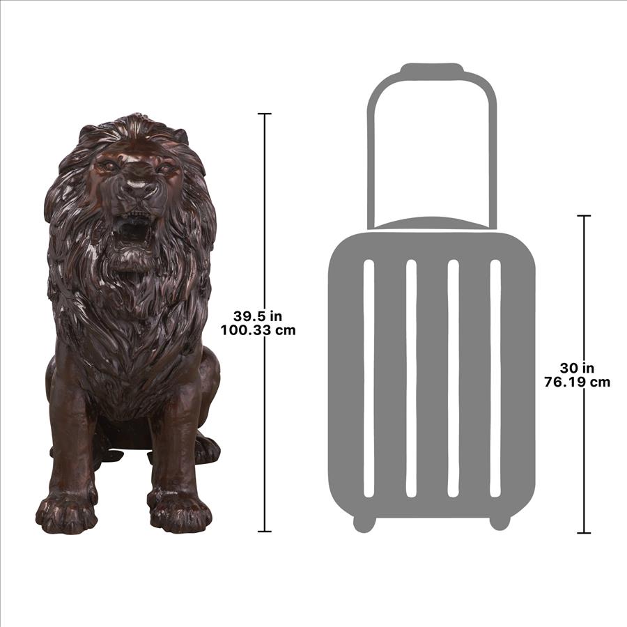 Sentinel Lion Cast Bronze Garden Statue: Left