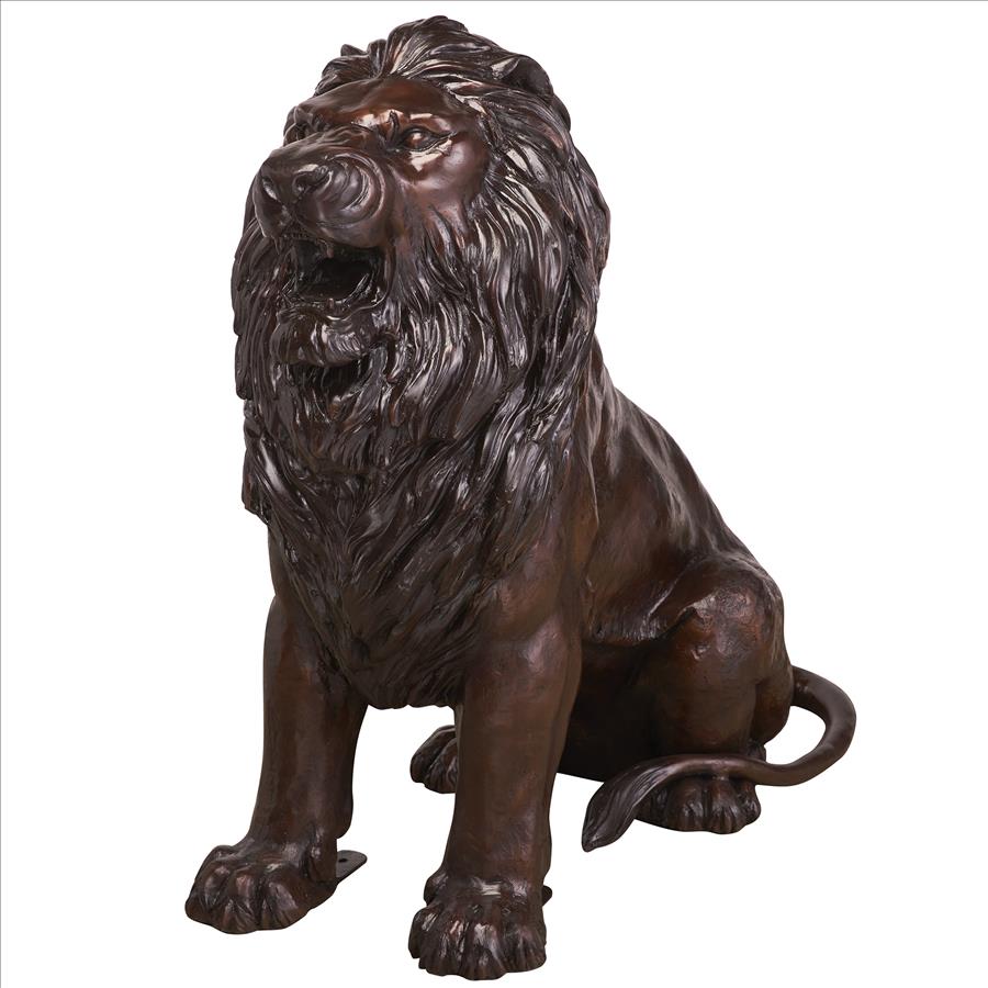 Sentinel Lion Cast Bronze Garden Statue: Right