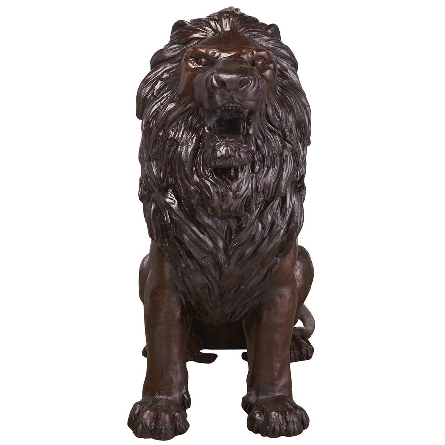 Sentinel Lion Cast Bronze Garden Statue: Right