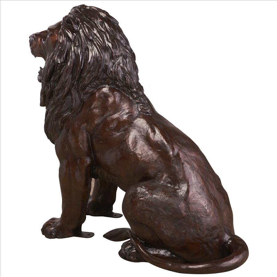 Sentinel Lion Cast Bronze Garden Statue: Right