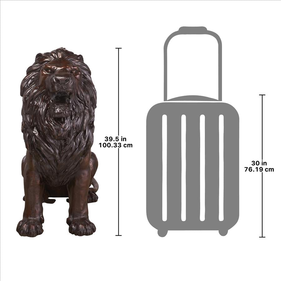 Sentinel Lion Cast Bronze Garden Statue: Right