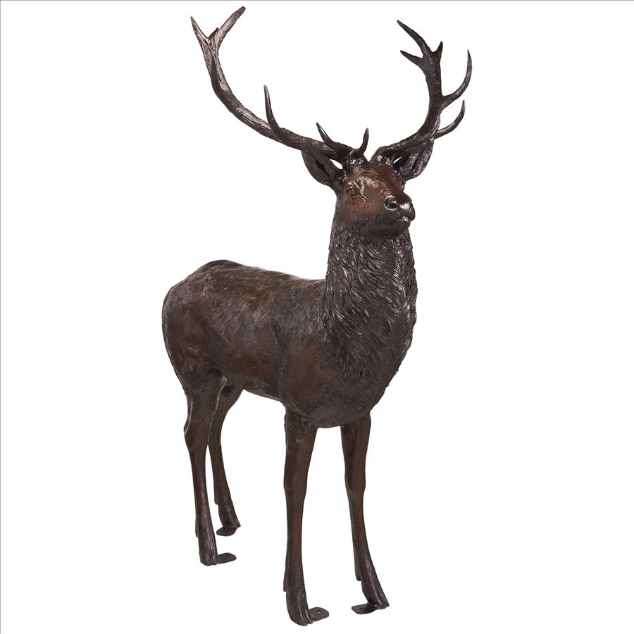 Standing Stag Deer Cast Bronze Garden Statue