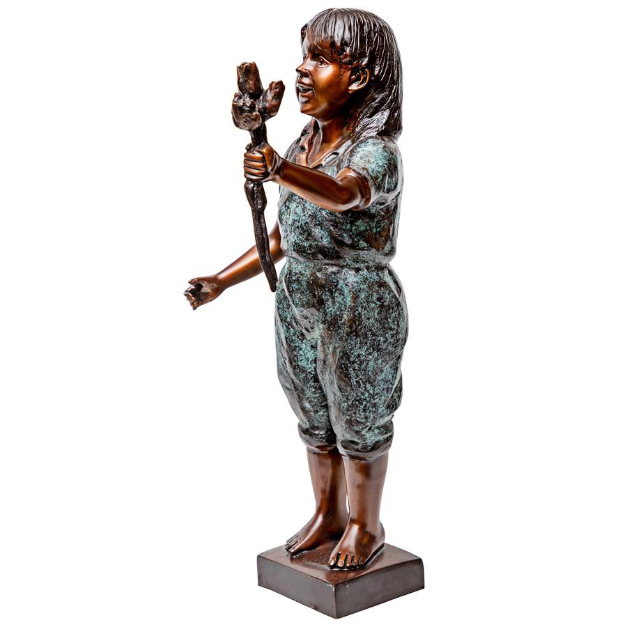 Olivia's Roses, Flower Girl Cast Bronze Garden Statue