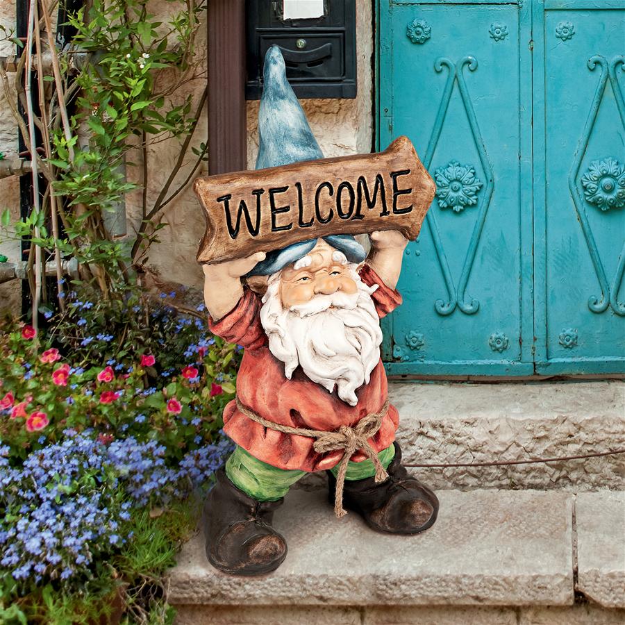 Welcoming Willie Garden Gnome Greeter Statue