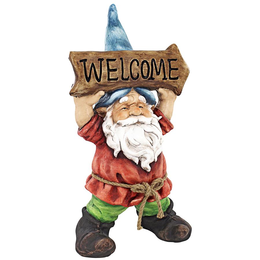 Welcoming Willie Garden Gnome Greeter Statue