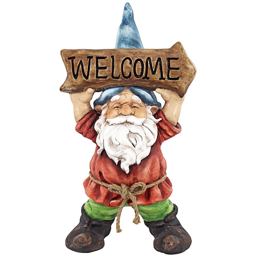 Welcoming Willie Garden Gnome Greeter Statue