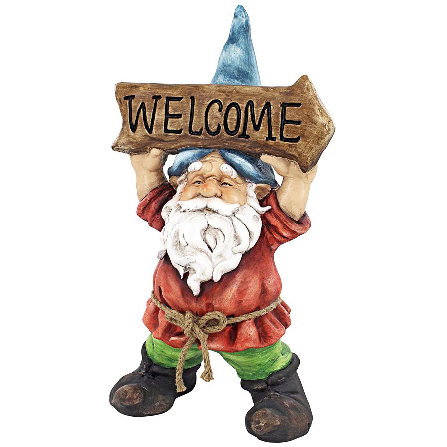 Welcoming Willie Garden Gnome Greeter Statue