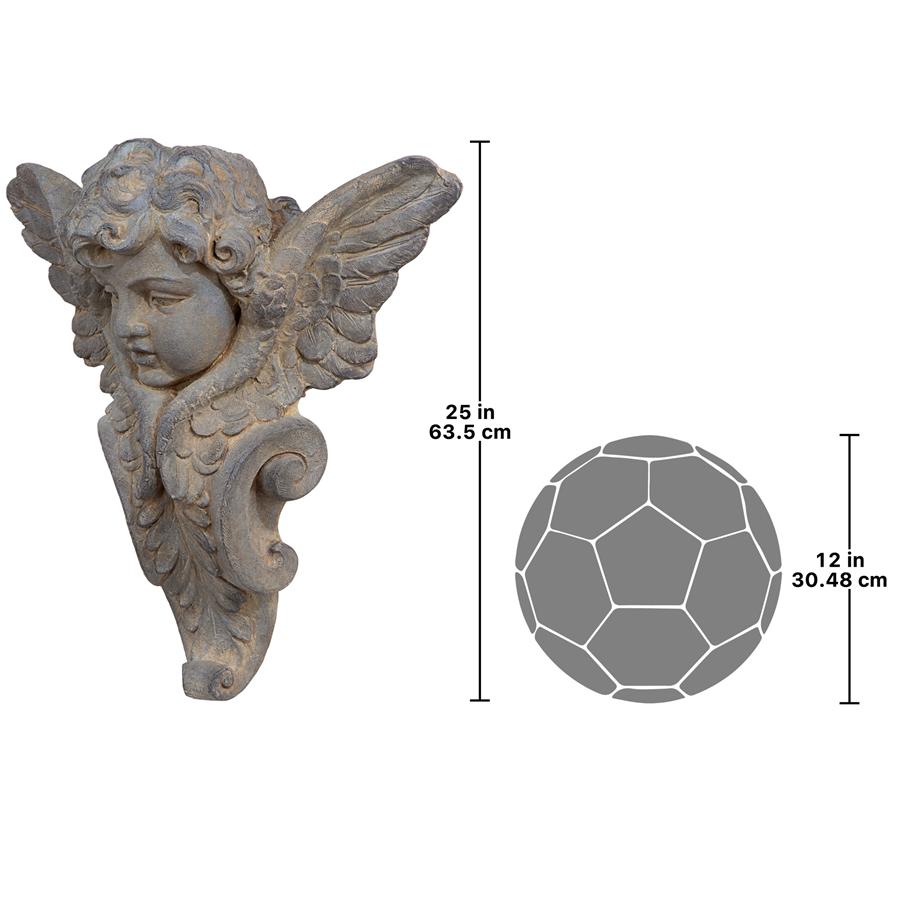 Victorian Heraldic Double-Winged Cherub Wall Pocket Sculpture