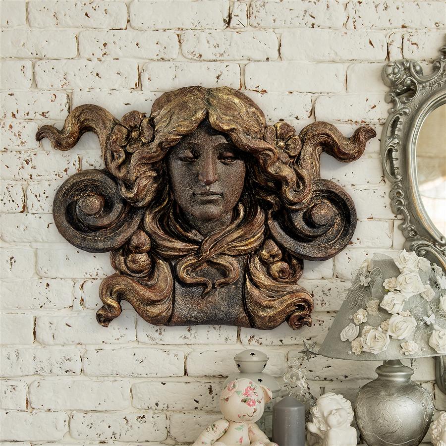 Art Nouveau Female Mascaron Architectural Wall Pocket Sculpture