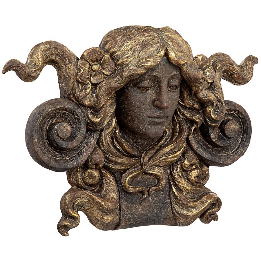 Art Nouveau Female Mascaron Architectural Wall Pocket Sculpture