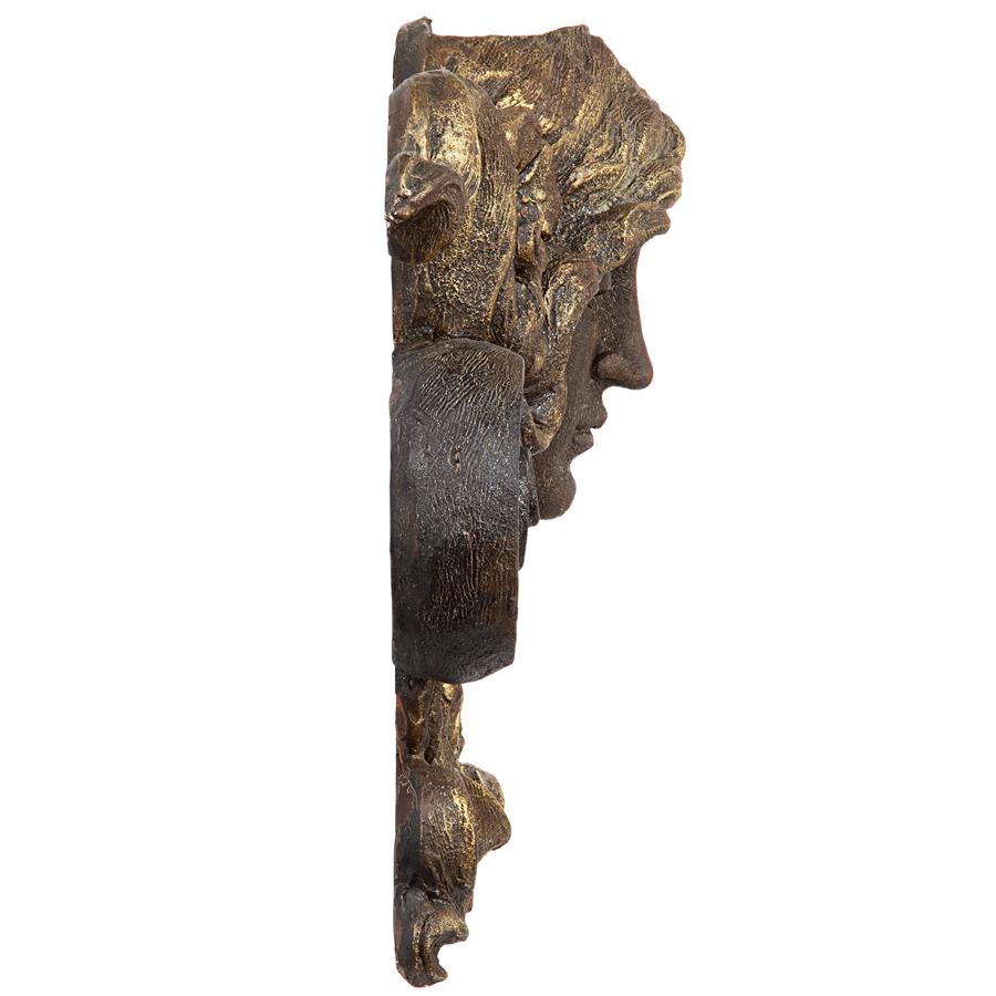 Art Nouveau Female Mascaron Architectural Wall Pocket Sculpture