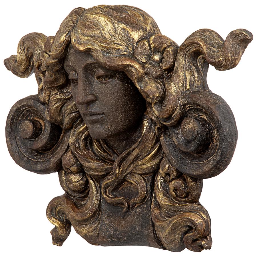 Art Nouveau Female Mascaron Architectural Wall Pocket Sculpture