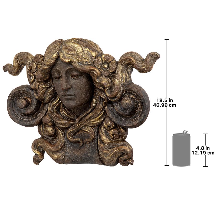 Art Nouveau Female Mascaron Architectural Wall Pocket Sculpture