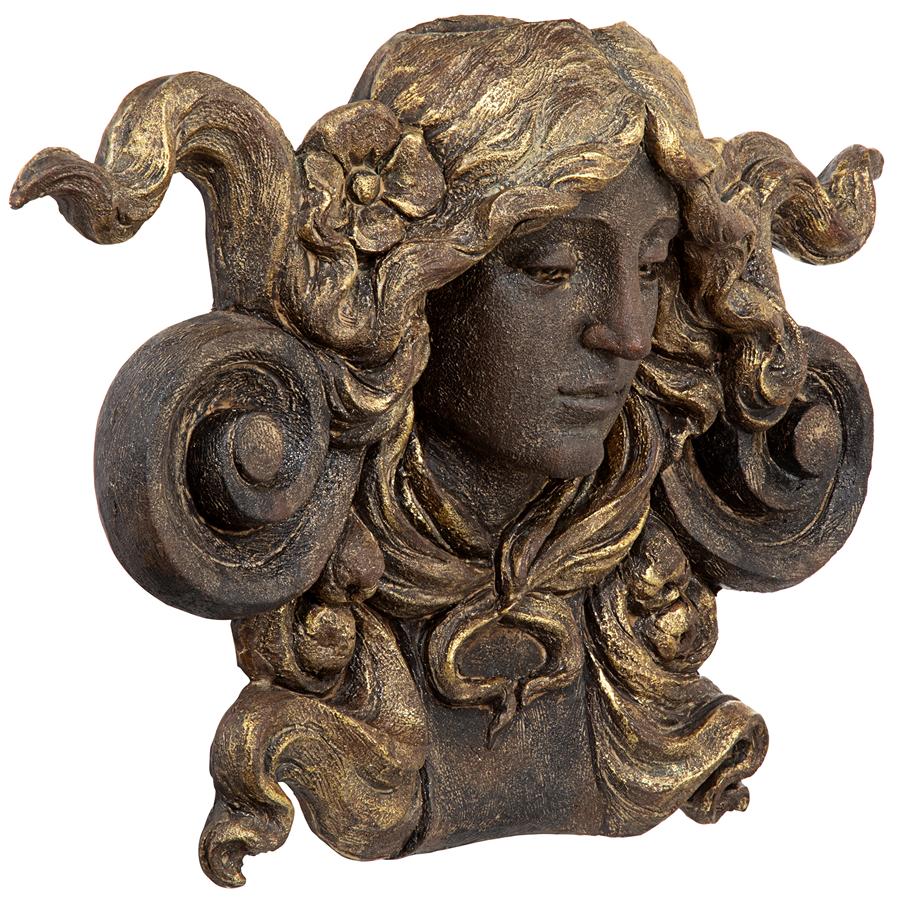 Art Nouveau Female Mascaron Architectural Wall Pocket Sculpture