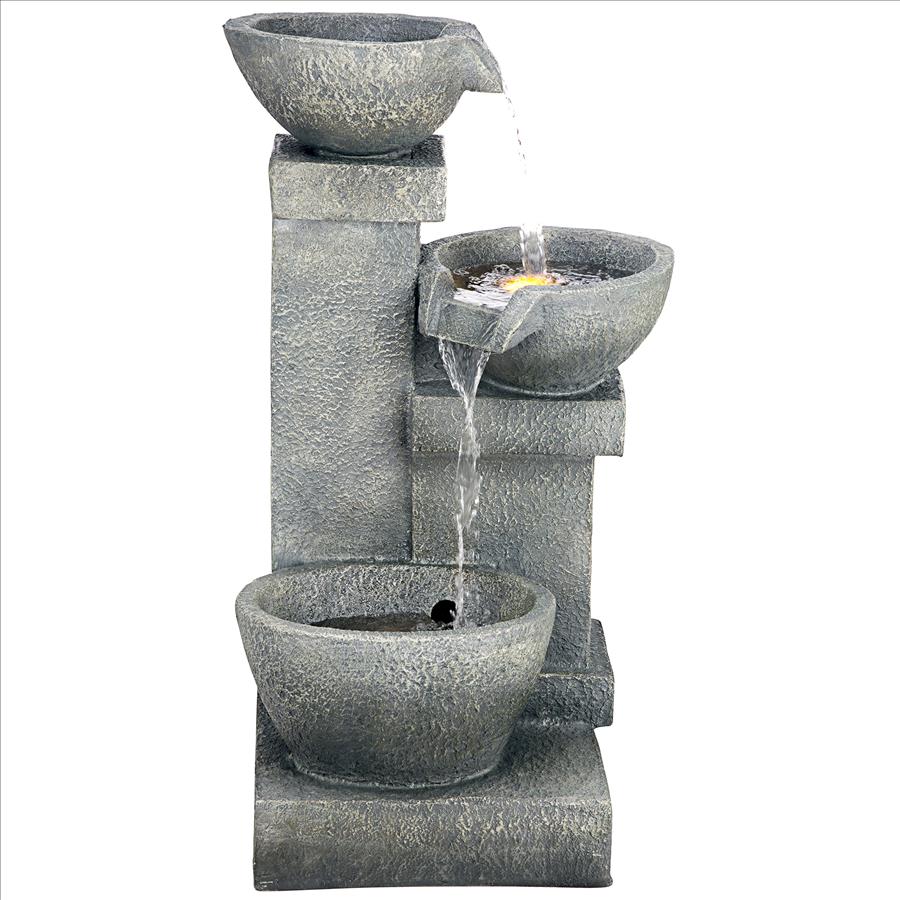 Villa Castle Cascading Three Bowl Garden Fountain