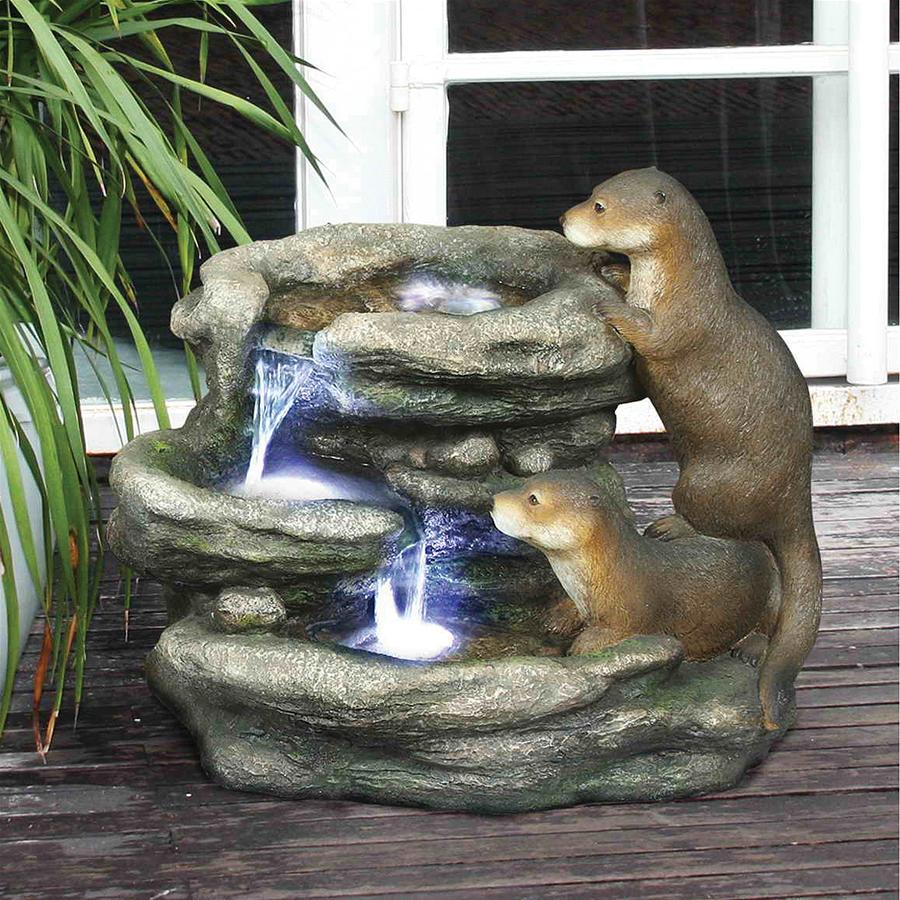 Bright Waters Otters Garden Fountain Sculpture