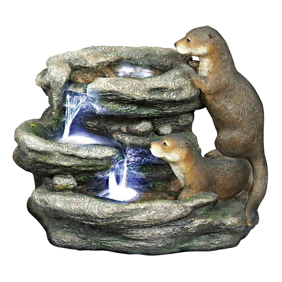 Bright Waters Otters Garden Fountain Sculpture