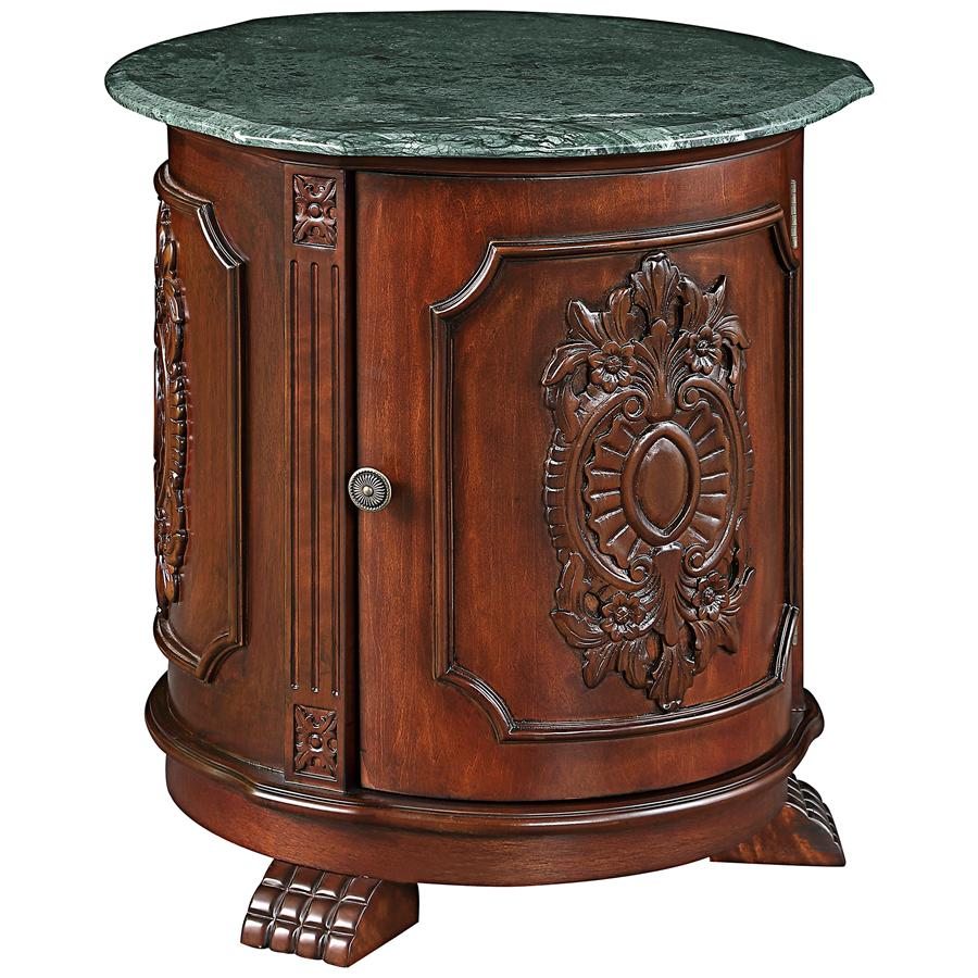 Tambour Manor Marble-Topped Drum Accent Table