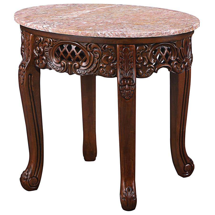 Chantret Marble-Topped Hardwood Side Table