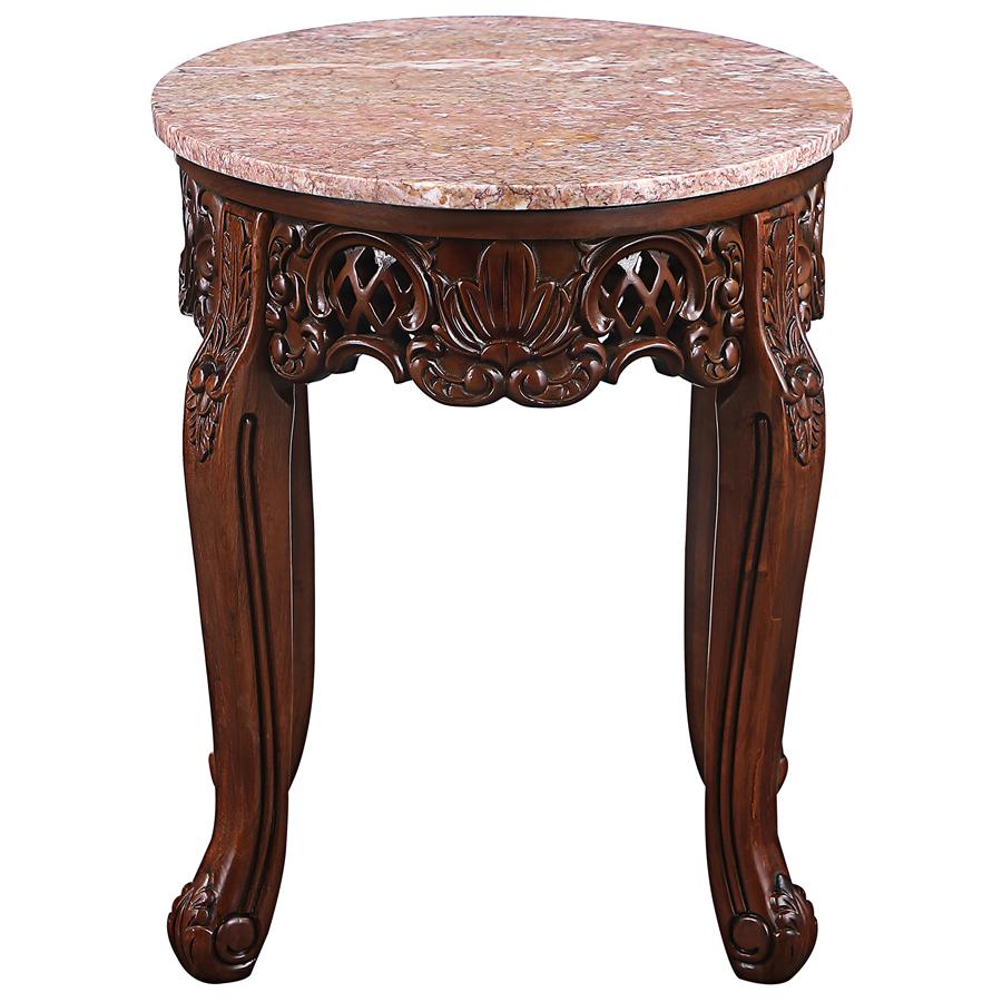 Chantret Marble-Topped Hardwood Side Table