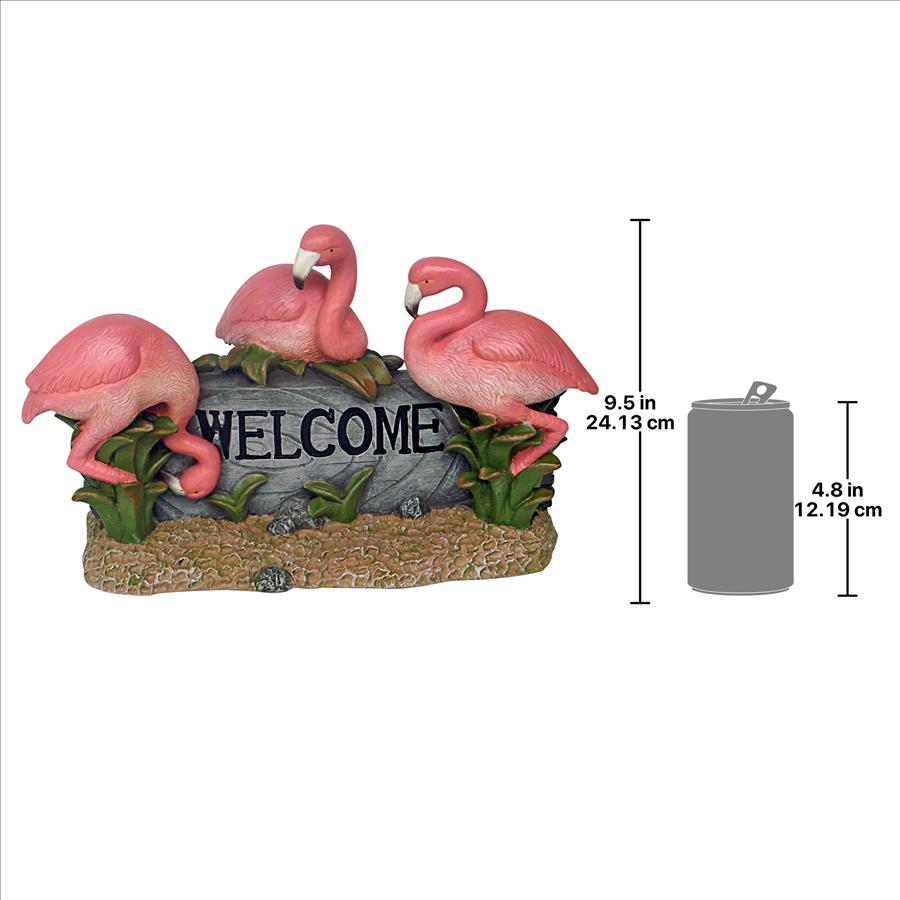 Pink Flamingo Welcome Sign Statue