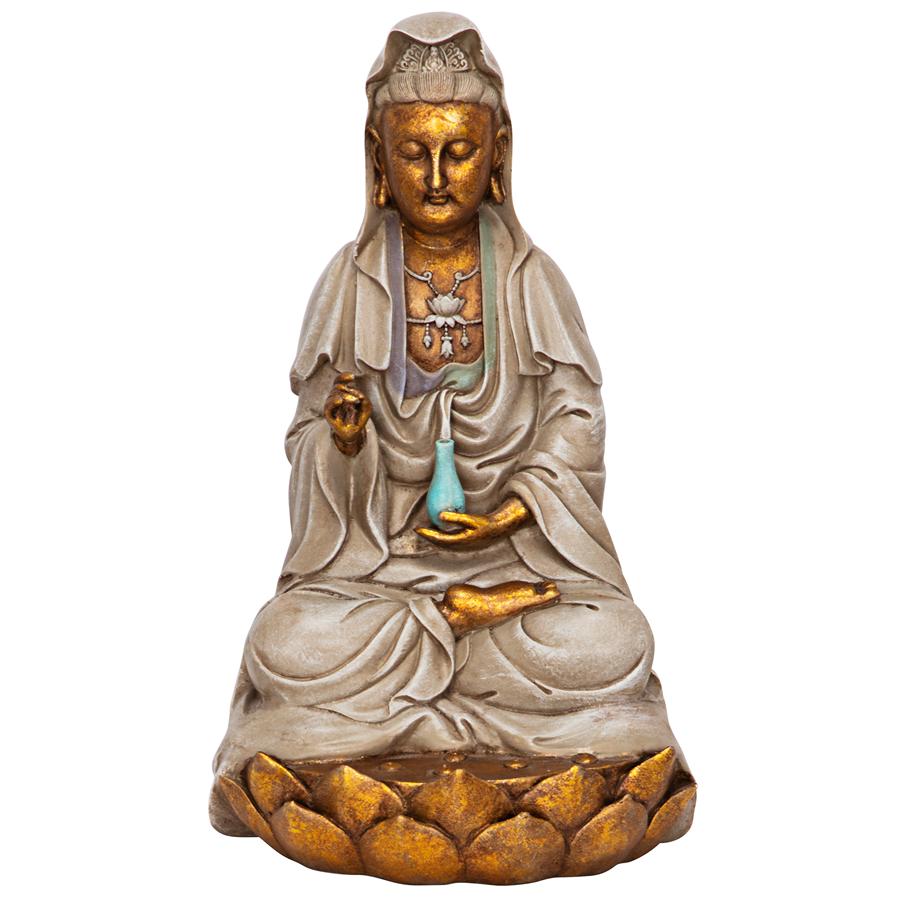 Goddess Guan Yin Seated on a Lotus Statue