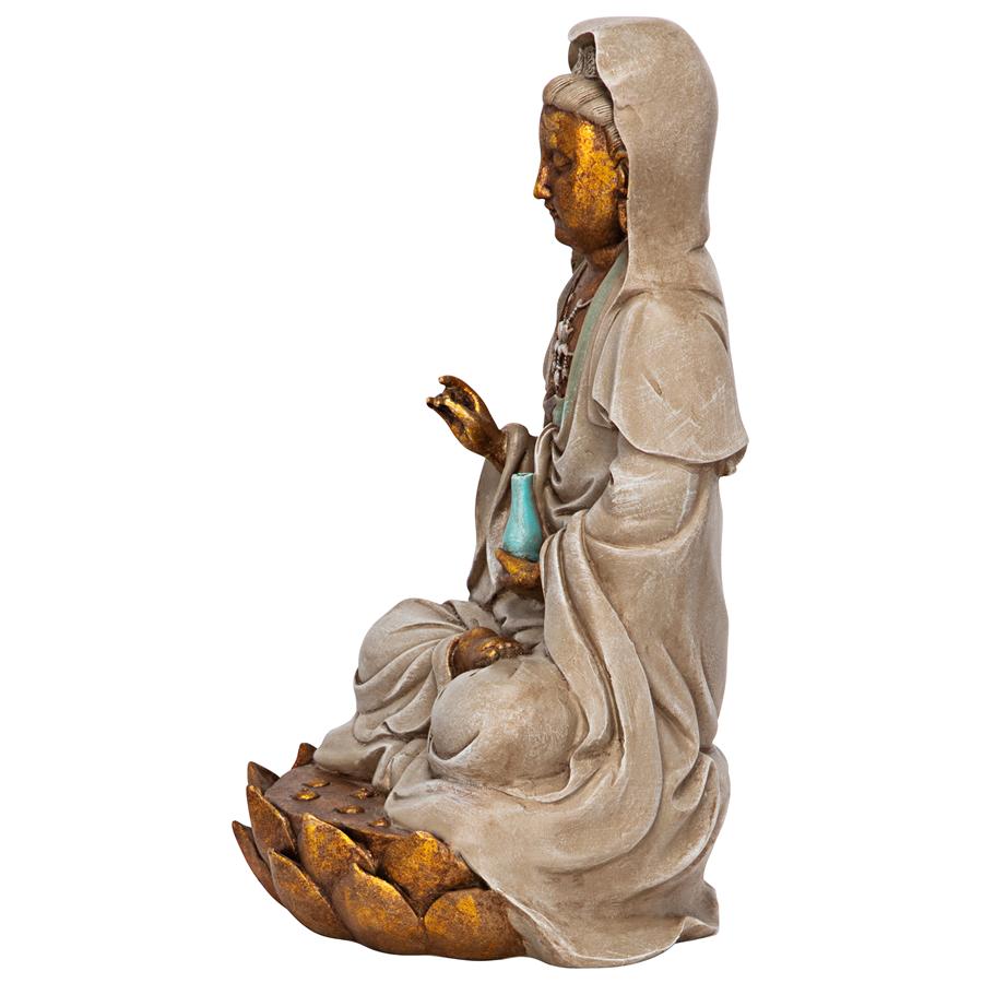 Goddess Guan Yin Seated on a Lotus Statue