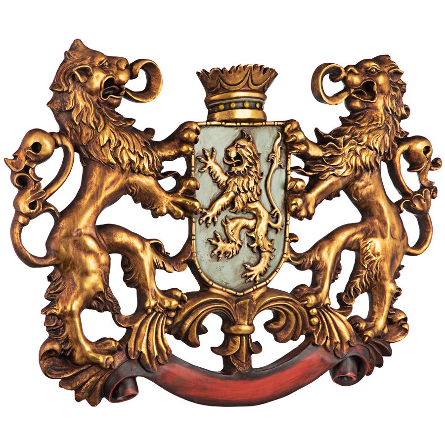 Heraldic Royal Lions Coat of Arms Wall Sculpture