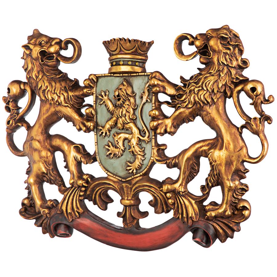 Heraldic Royal Lions Coat of Arms Wall Sculpture