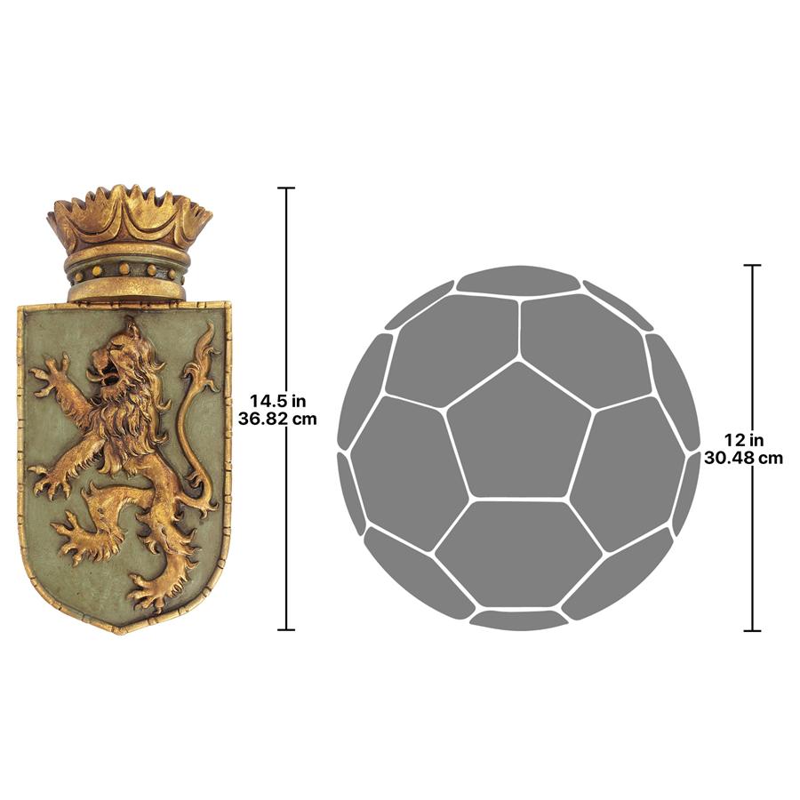 Medieval Rampant Lion Shield Wall Sculpture: Each