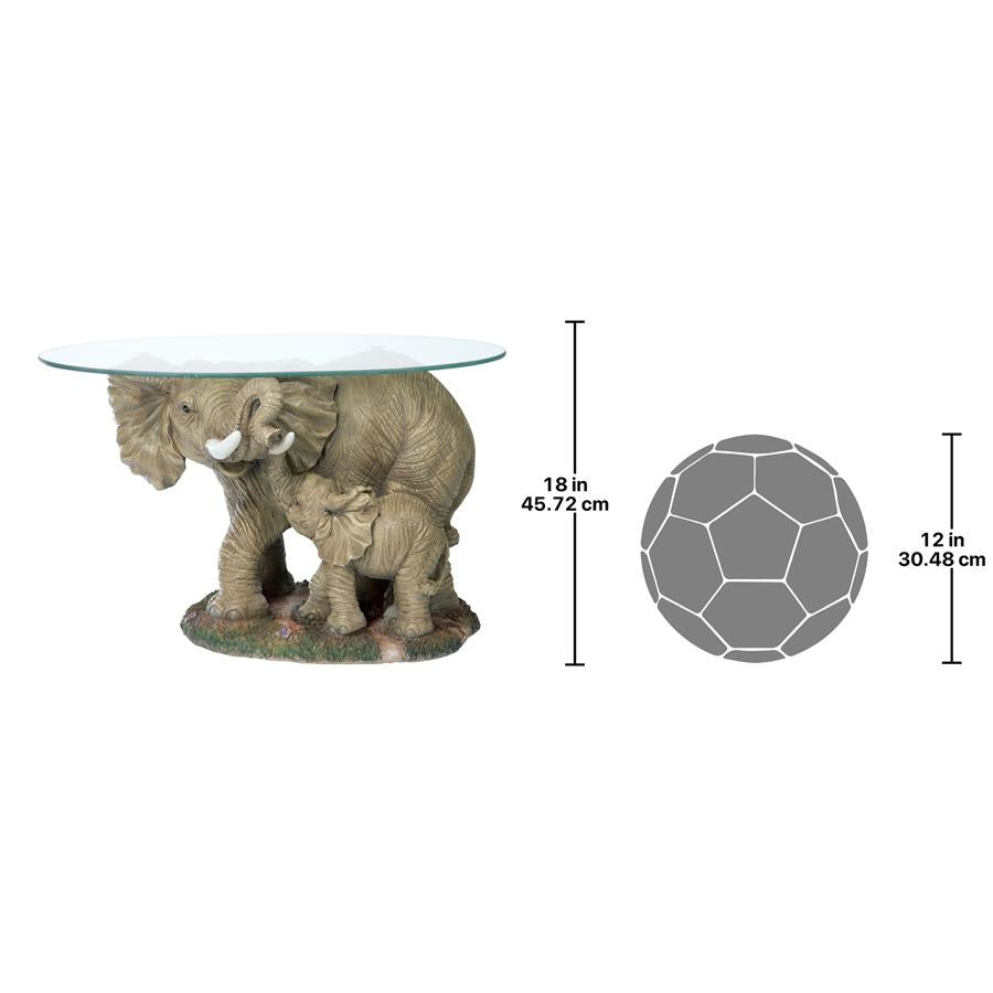 Elephant's Majesty Glass-Topped Sculptural Cocktail Table