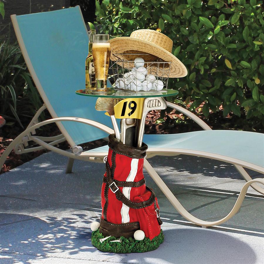 On Par Golf Bag Sculptural Glass-Topped Table
