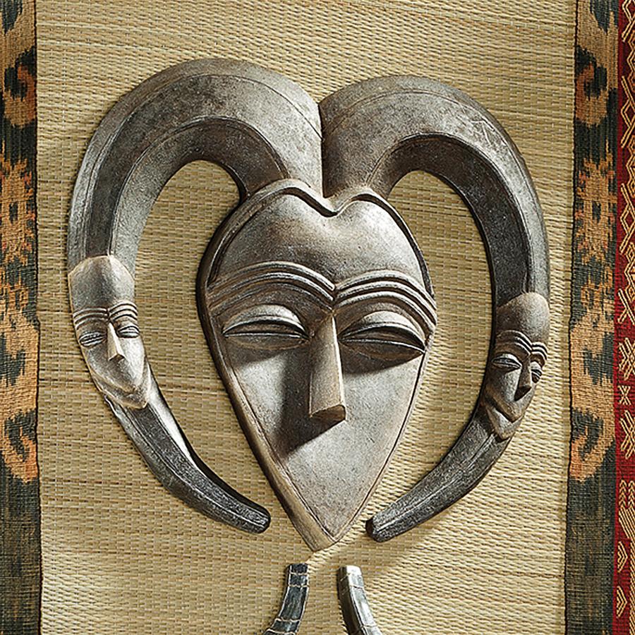 African Tribal Mask Wall Sculpture: Kwele